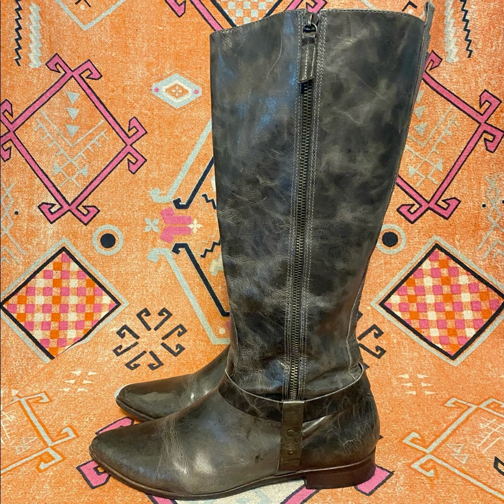 Matisse Wilmer Gray Leather Riding Harness Boots